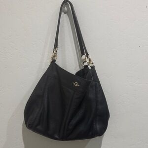 Coach Black Pebbled Leather Shoulder Bag